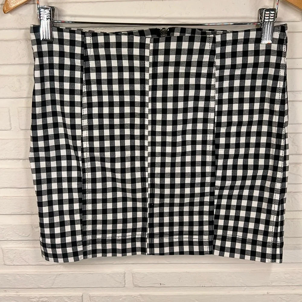 Free People Black and White Plaid Mini Skirt, Women’s Size 6